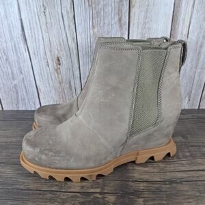Sorel Joan Of Artic Wedge III Women's Sz 9 Chelsea Boot Khaki (VGC) NL4356264